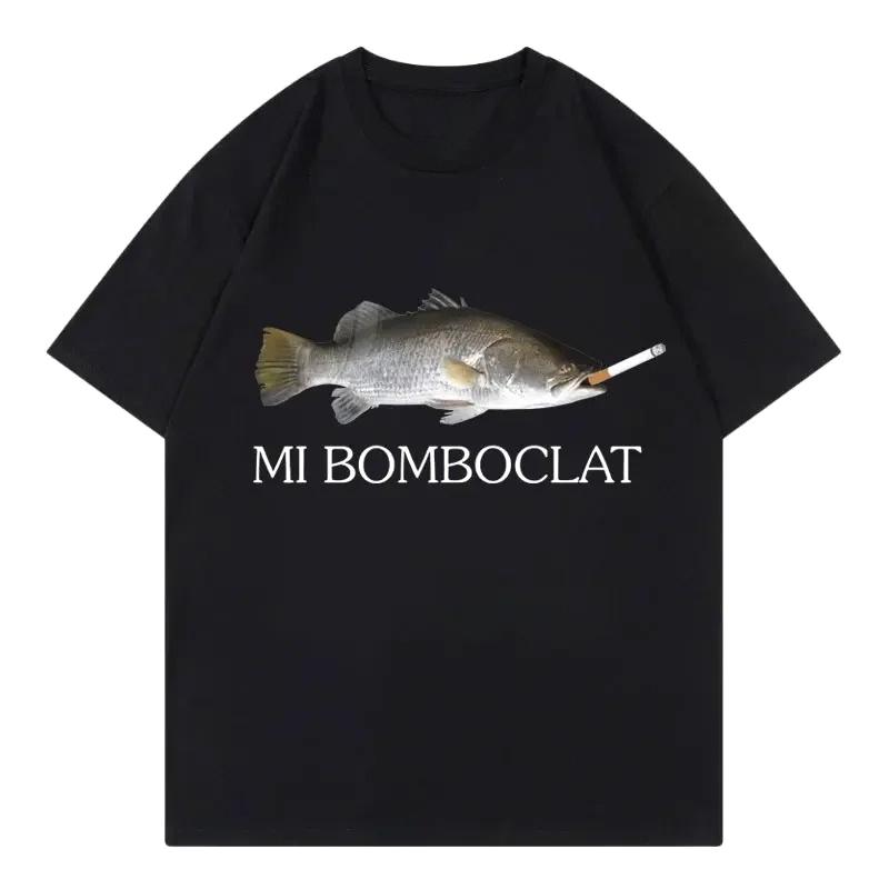 

Funny Bomboclat Fish Meme Tshirt High Street Fashion Trend Y2k Short Sleeve Tshirts Women Harajuku Vintage Style Tee Shirts S