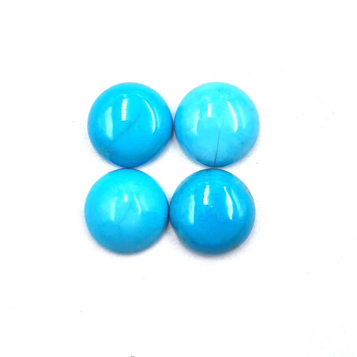 Natural Sleeping Beauty Turquoise Round Cabochon Loose gemstone Lot 4 Pcs 11 MM 15 CT For Jewelry Making S синий