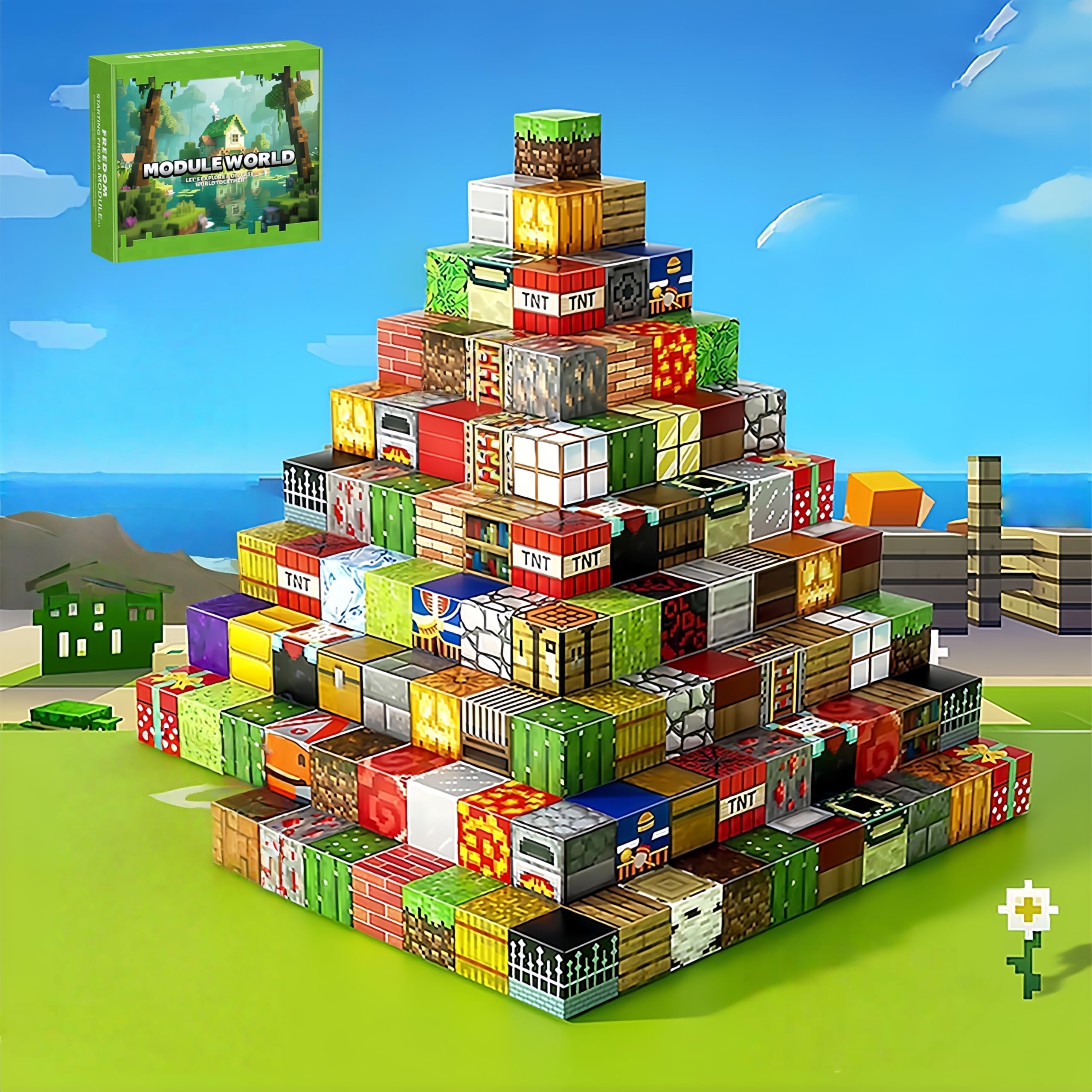 

hopekolike Магнитные блоки в стиле Minecraft, Кубик «Мой магнитный мир», Мини-магнитные строительные блоки, Детская развивающая игрушка-кубик, Магнитное притяжение, А