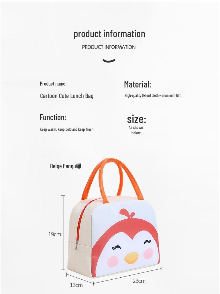 Insulated Cartoon Pet Lunch Bag for Kids – Cute Bento School Meal Tote with Thick Aluminum Foil