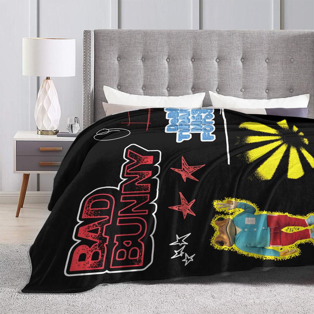 Bad Bunny DTMF  Fleece Blankets Music Funny Throw Blankets for Home 150*125cm Plush Thin Quilt,
