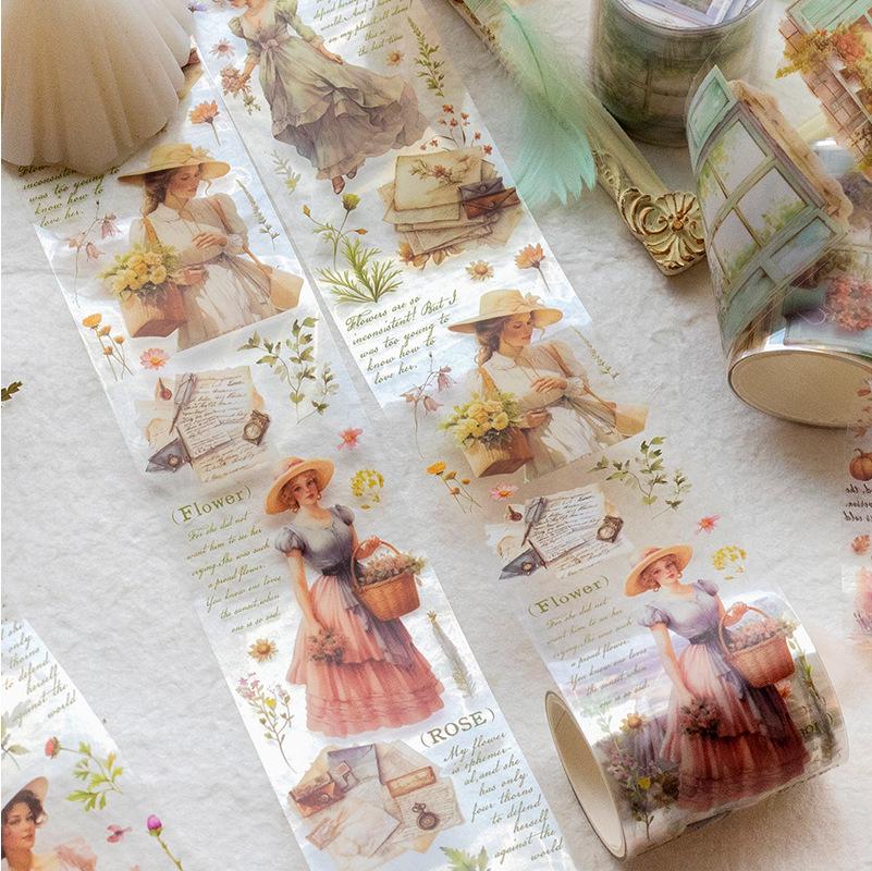 Yanji PET Tape - River of Time: French Romantic Journal Stickers, 6 Styles