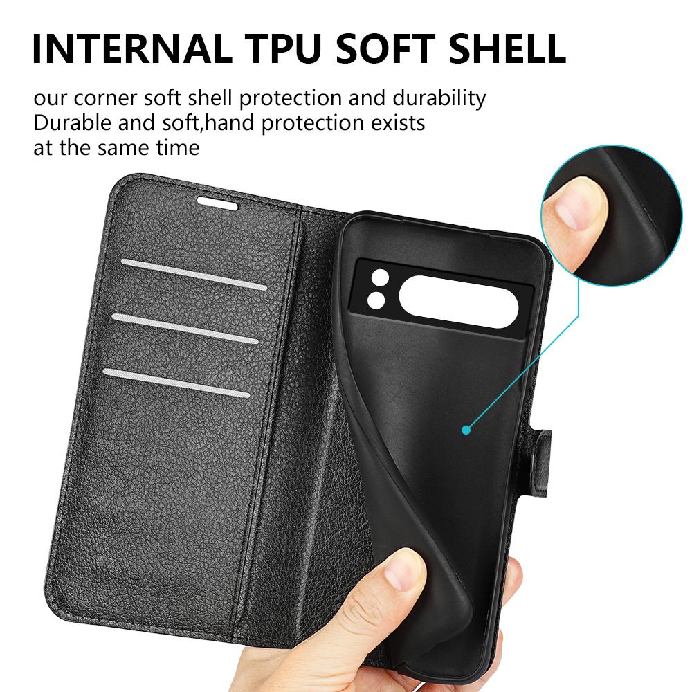 Litchi Texture Shell for Google Pixel 8 Pro Wallet Phone Cover PU Leather Stand Mobile Phone Case