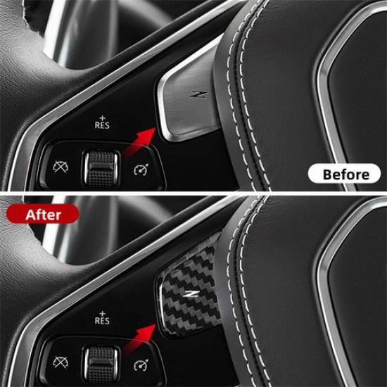 Real Hard Carbon Fiber Steering Wheel Button Stick Cover For Corvette C8 -24