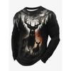 Vintage T-Shirt Animal Print Long Sleeve Tee Hunting Round Neck Shirt Fashion Spring Autumn Pullover Top Casual T Shirts for Man