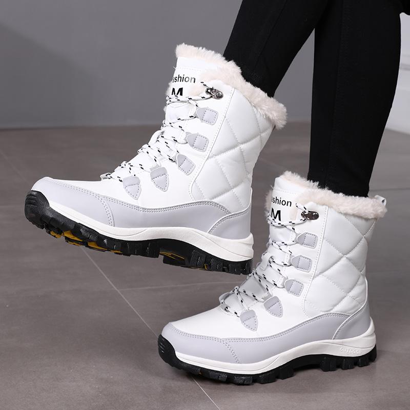 Winter Women Snow Boot High-Top Waterproof Ankle Boots Ladies Thick Plus Warm Snow Hiking Boots Outdoor Cotton Shoes Sneakers