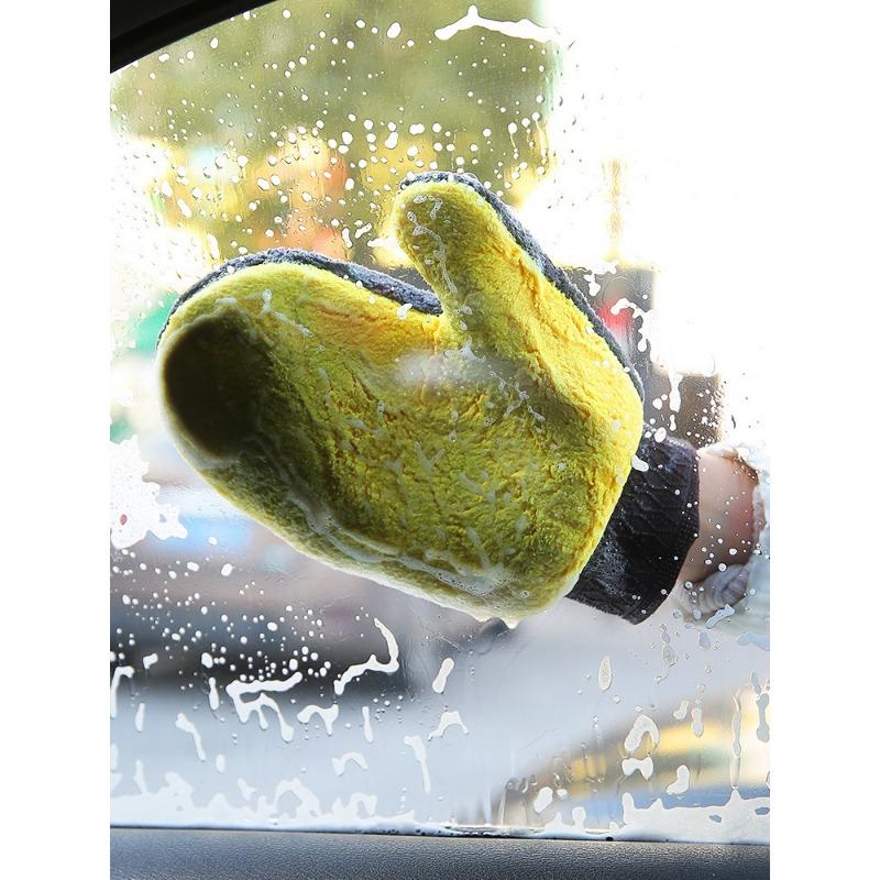 Autowaschhandschuhe, rutschfest, wasserdicht, handförmige Bürste, Korallenvlies, doppelseitige Autoreinigungswerkzeuge für die Autoreinigung im Winter