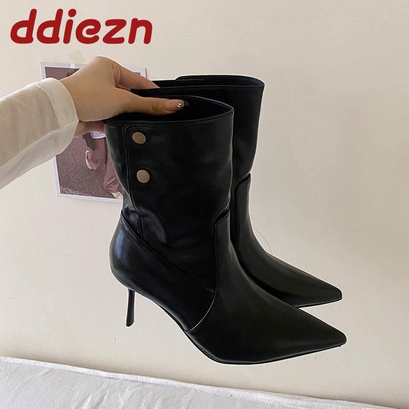 Fashion Party Footwear Modern Ladies Ankle Boots With Thin Heels Shoes Fashion Pointed Toe Women Short Boots Female Pumps Shoes