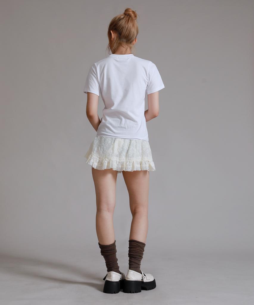 LIKE THE MOST Heart Planet Regular Short Sleeve T-Shirt_White