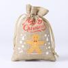 Christmas Candy Linen Bag Bundle Mouth Bag Colorful Cartoon Christmas Set Candy Gift Packaging Bag Santa Claus Gift Bags
