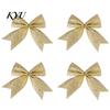 Christmas Floral Arrangement Bows 4Pcs Glitter Bow, Sparkling Ribbon Hanging Ornament for Tree Front Door Wreath, Festive Holiday Home Party