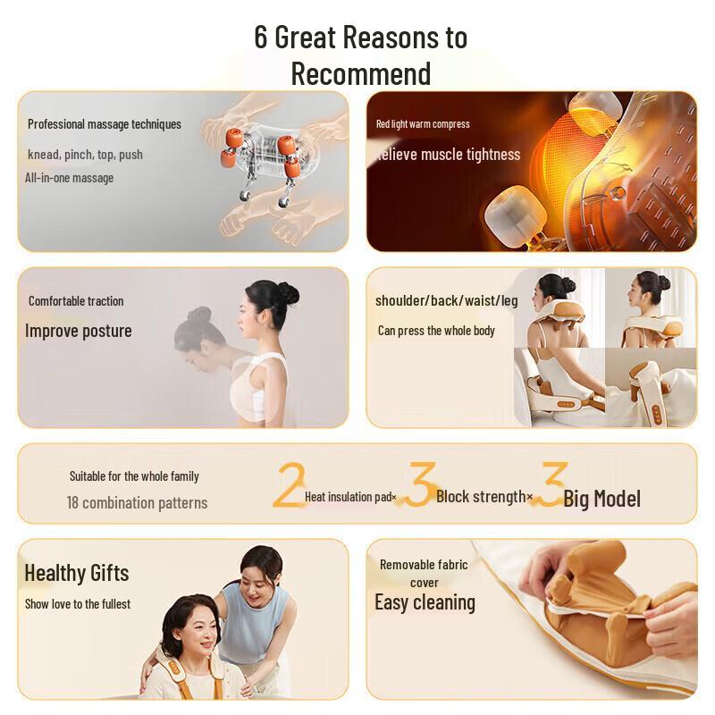 BEAR Neck and Shoulder Massager Pillow CN Plug (adapter Included)