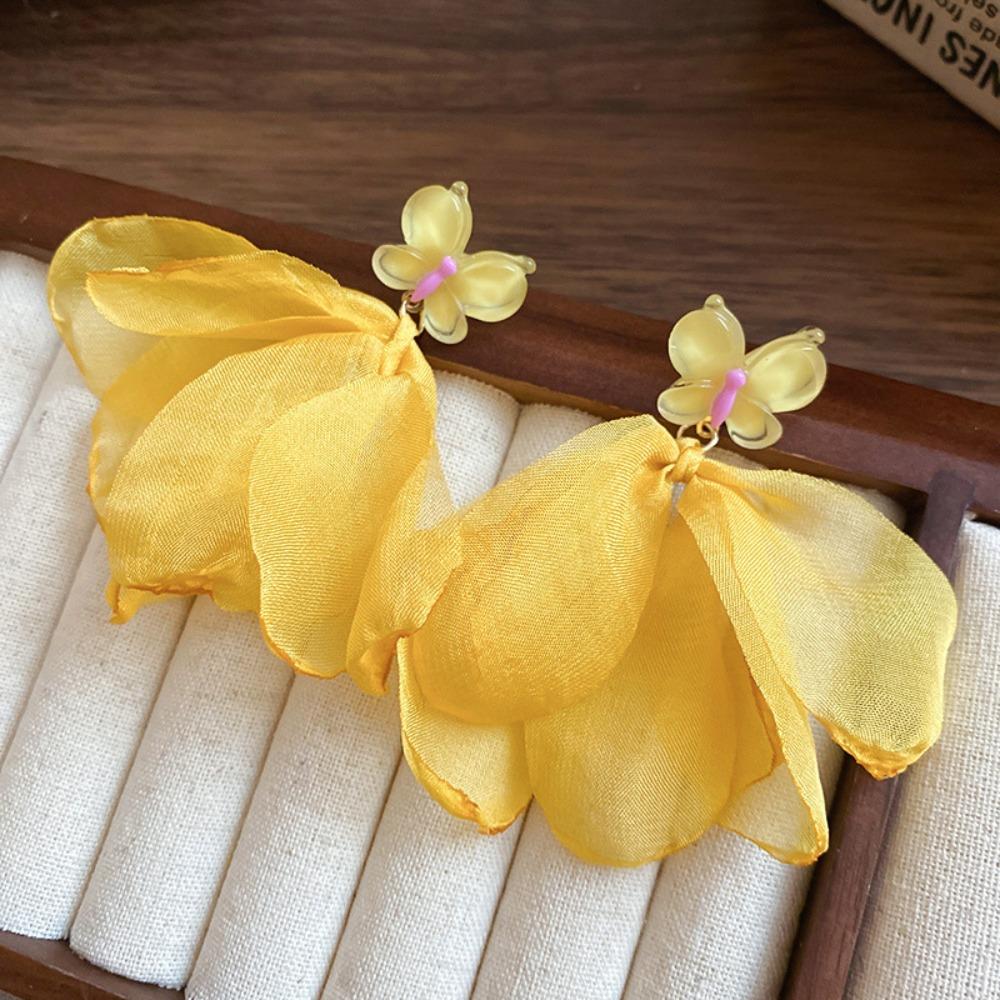 

Милые цветы Шифоновые цветы Серьги Ювелирные изделия Стиль Мори-герл Богемные серьги Шелковые подвесные серьги Лето