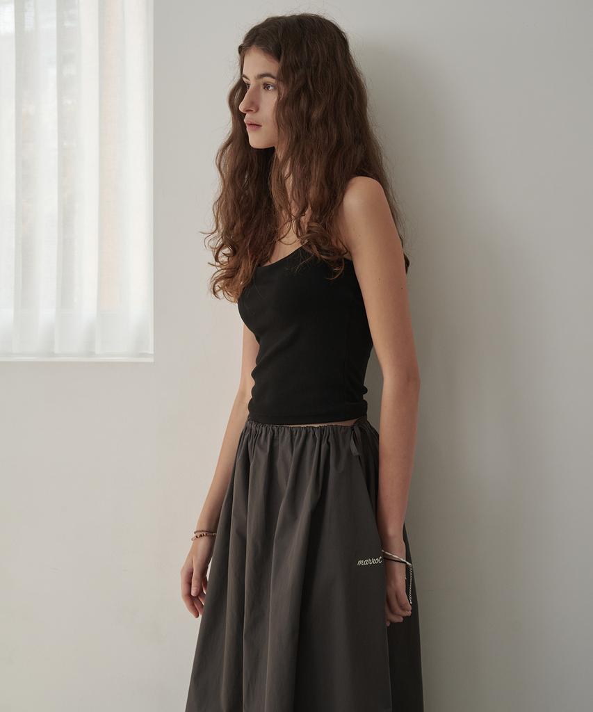 Marot Cotton String Midi Skirt_Charcoal