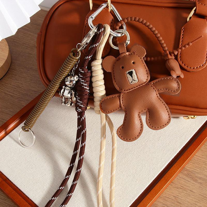 Yogodlns Faux Leather Cute Bear Mini Backpack Hanging Handbag Pendant Bag Pendant Bags Accessories