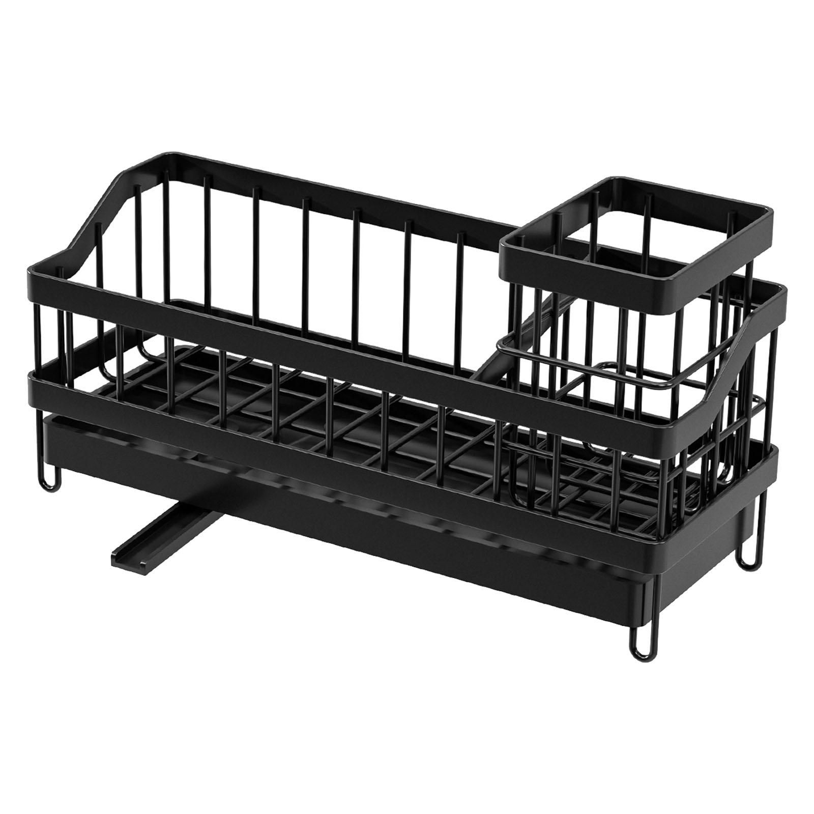 

Wall Mounted Drain Rack Sponge Holder Bathroom Organizer Dish Soap Dispenser Brush Holder Sink Cloth Rack Easy Install 2