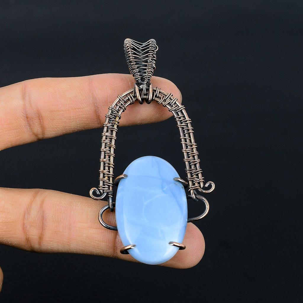 Owyhee Opal Pendant, 999 Copper Wire Wrapped Jewelry, Gemstone Pendant, Gift For Her Handmade Dainty Jewelry