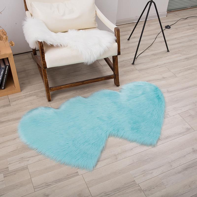 Tappeto in Lana Sintetica a Forma di Cuore Doppio - Tappeto per Soggiorno, Camera da Letto, Divano, Tavolino, Tappetino Spesso per Pavimento