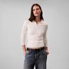 Calvin Klein Elegant Commuter Slim Fit Short Ribbed Seagull Collar Polo Knit Top Women tops 47H339G