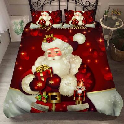 Santa Claus Printed Duvet Cover with Pillow Cover Bedding Set Single Double Twin Full Queen King Size Bedroom Christmas Decor