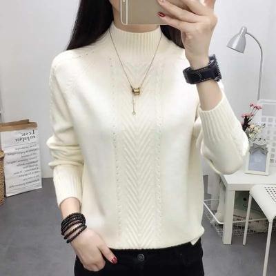 Kaschmirpullover, modisch, Herbst und Winter, warme Wolle, weich, langärmelig, Pullover für Damen, dick, locker, elastisch, Rollkragenpullover, Strickoberteil