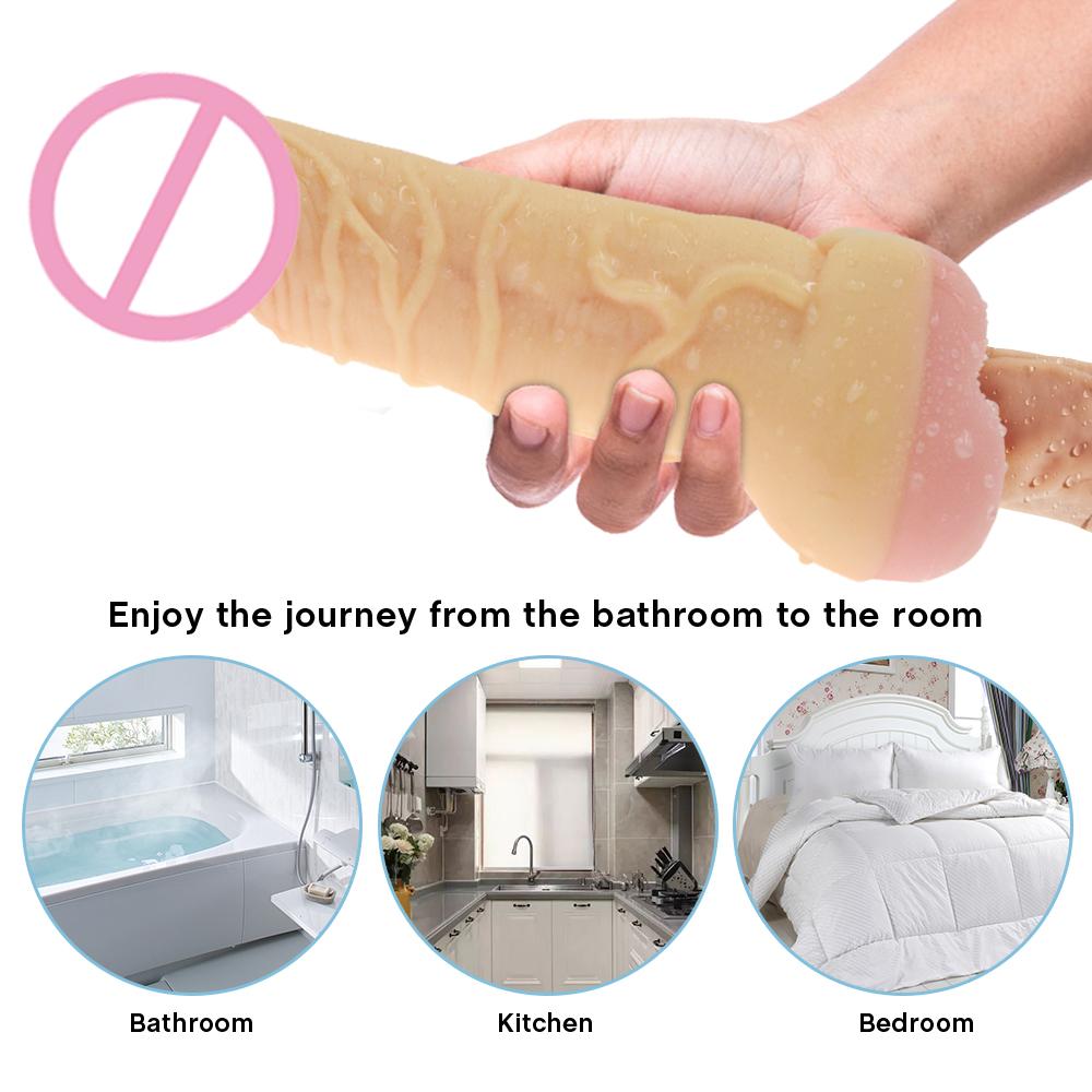 2 In 1 Realistic Pussy with Real Big Penis Enlarger Sleeve Vagina Anus Masturbation Sex Toys for Men Women Adult Erotic Supplies