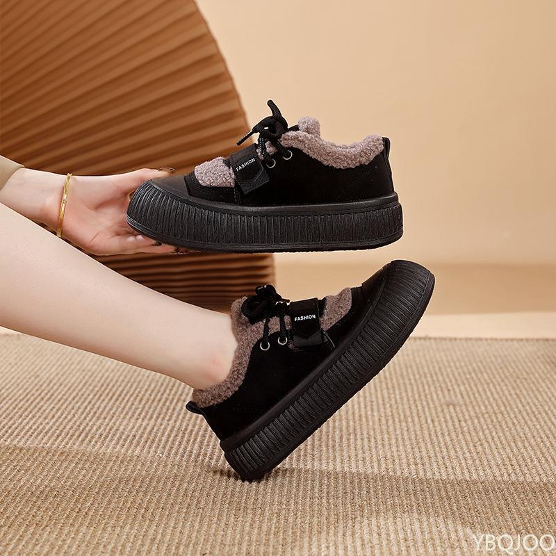 

New sports boots women s autumn winter versatile fashionable cotton shoes casual minimalist comfortable warm flat shoes 40 чёрный