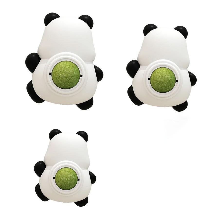 Catnip Ball Toy for Kittens and Adult Cats, Self-entertaining and Boredom-relieving, Wall-mounted, Cute Panda Cat Teaser Stick