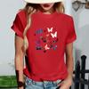 Women's Fashionable Round Neck Casual Retro Print Short Sleeved T-shirt Top