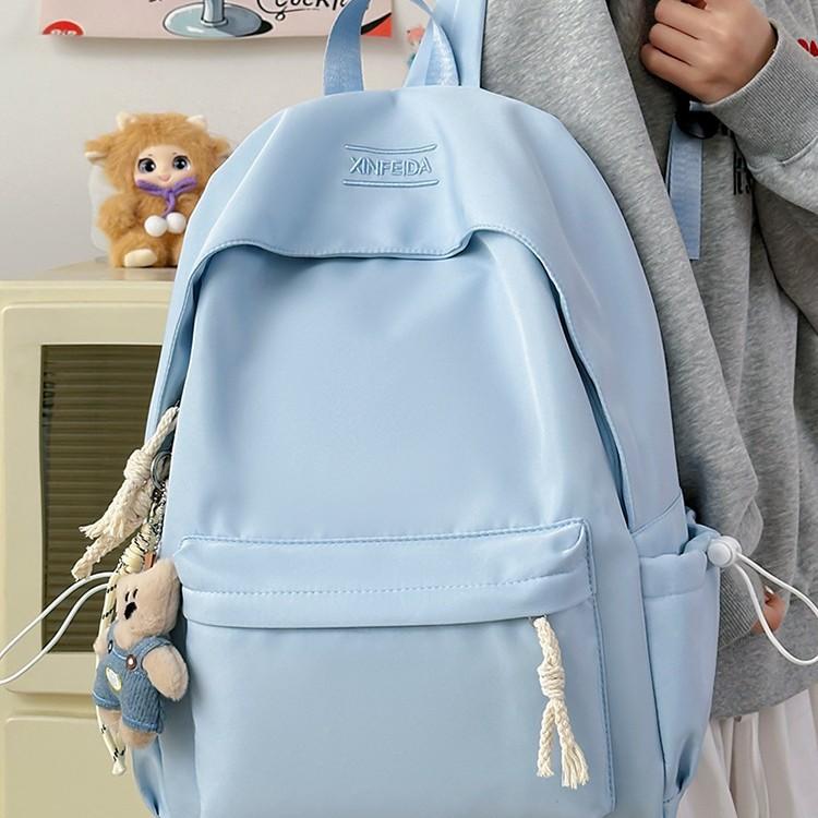 Schoolbag Japanese Sweet Girl Backpack Simple Solid Color Junior High School College Student Schoolbag Versatile Leisure Travel Backpack