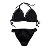 Handwoven Crochet Bikini Set with Hollow Shell Top Adjustable Halter Neck and High Waist Bottom for Women Summer Beachwear Swimwear