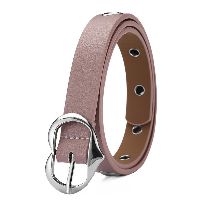 Children'S Belt Heart-Shaped Gas-Eyed Boy Thin Belt Girl Universal Jeans Black