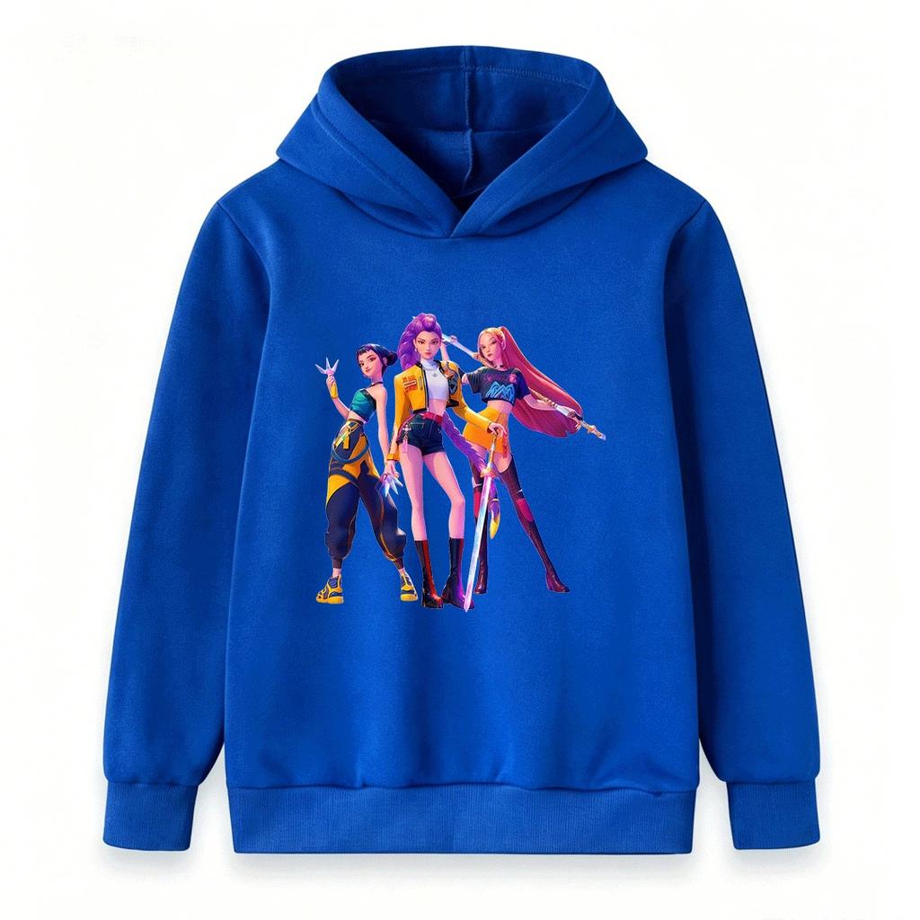 Girls Boys 3 Trendy Anime Girls Graphic Hoodie Casual Long Sleeve Pullover Sweatshirt For Kids Streetwear Hip Hop Style Tops