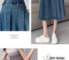 2023 Summer Retro Pleated Denim Midi Skirt: Women's High Waist A-line Design