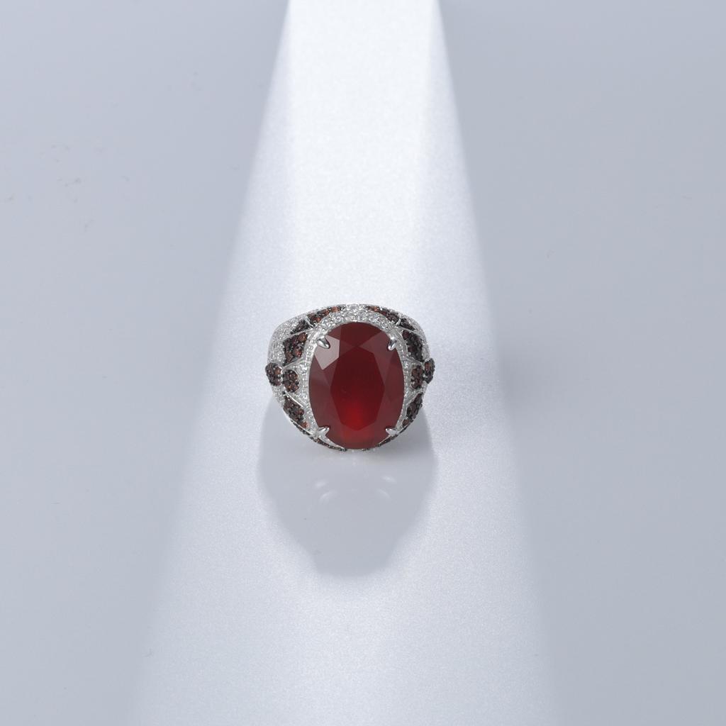 Original Designer Luxury Carnelian Ring. Niche Design Jewelry S925 Silver Inlaid with Natural Gemstone Ring.