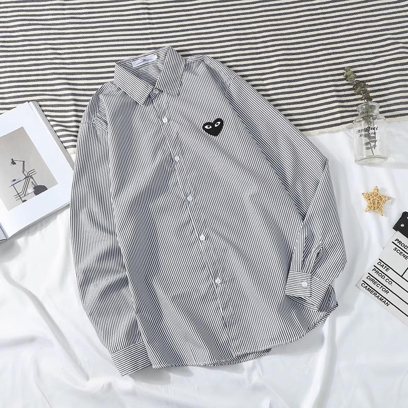 

Мужская летняя полосатая повседневная рубашка с длинным рукавом и лацканами L чёрный