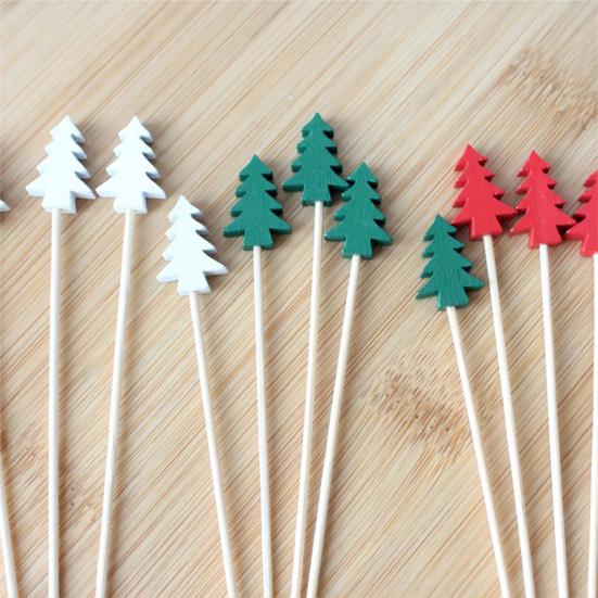 100 Stück Cocktailspieße, Weihnachtsbaumspitze Dekoration, Einweg-Bambusspieße, für Vorspeisen, Obst, Kuchen Dekoration