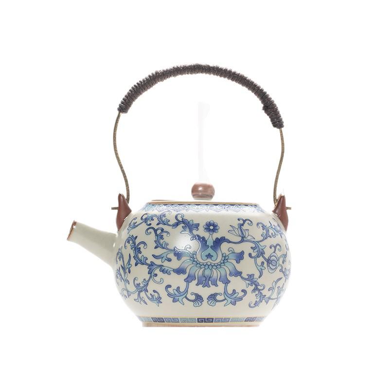 Ru Kiln Lotus Tea Set: One Pot, Six Cups with Tray - Kung Fu Style