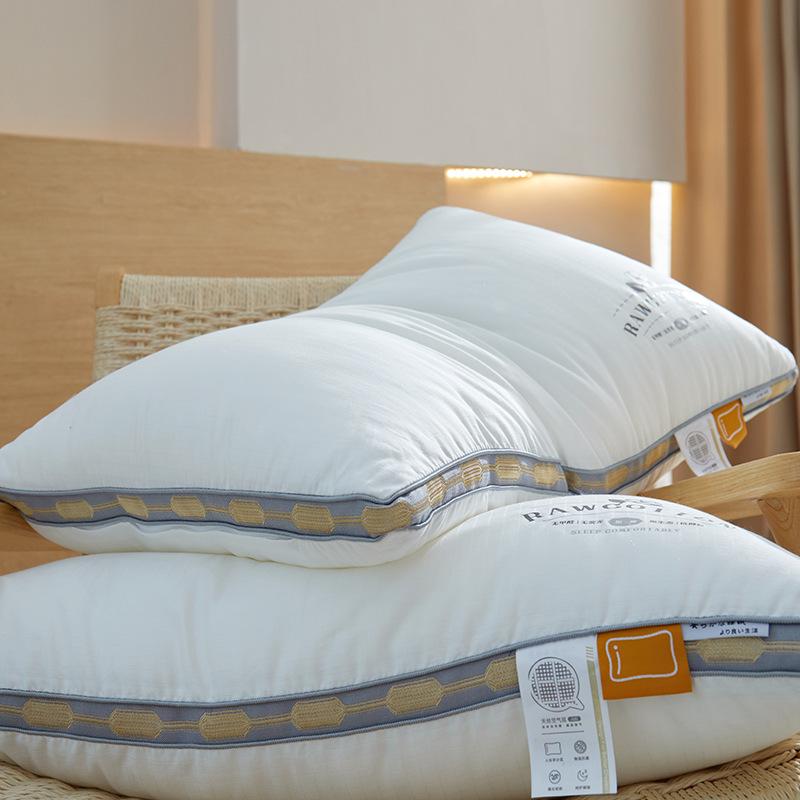 

Подушка из некрашеного хлопка с перьями и бархатом, одинарная бытовая подушка среднего размера, подушка с высоким сердечником, подушка для шеи для взрослых 48*74CM