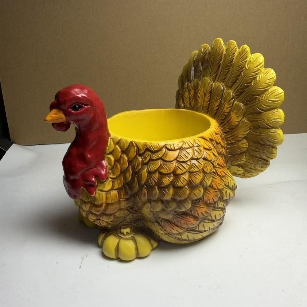 Fall Harvest Fall Turkey Plant Holder Turkey Figurine Candy Bowl Outdoor Garden
