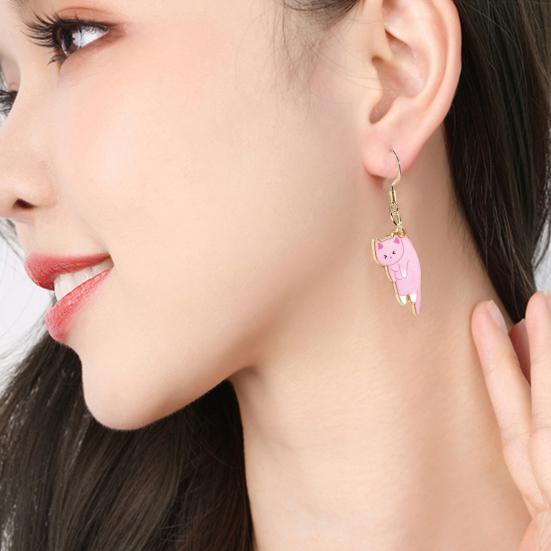 1 Pair Pendant Earrings Sweet Personality Ear Decoration Funny Cartoon Cat Girls Hook Earrings Jewelry Accessory