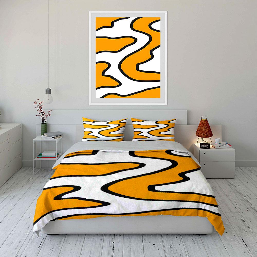Abstract black wavy lines. Bedding sets Duvet cover sets Duvet covers Pillowcases(1*Duvet Cover 2*Pillowcases without duvet insert)
