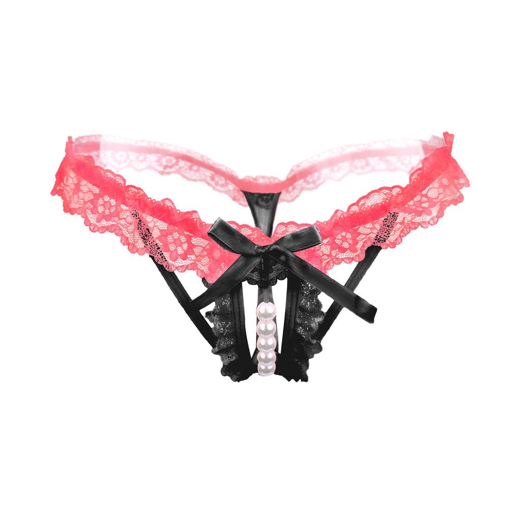 Hollow Pearls Womens Lace Sexy Thong Panties  Lingerie Underwear