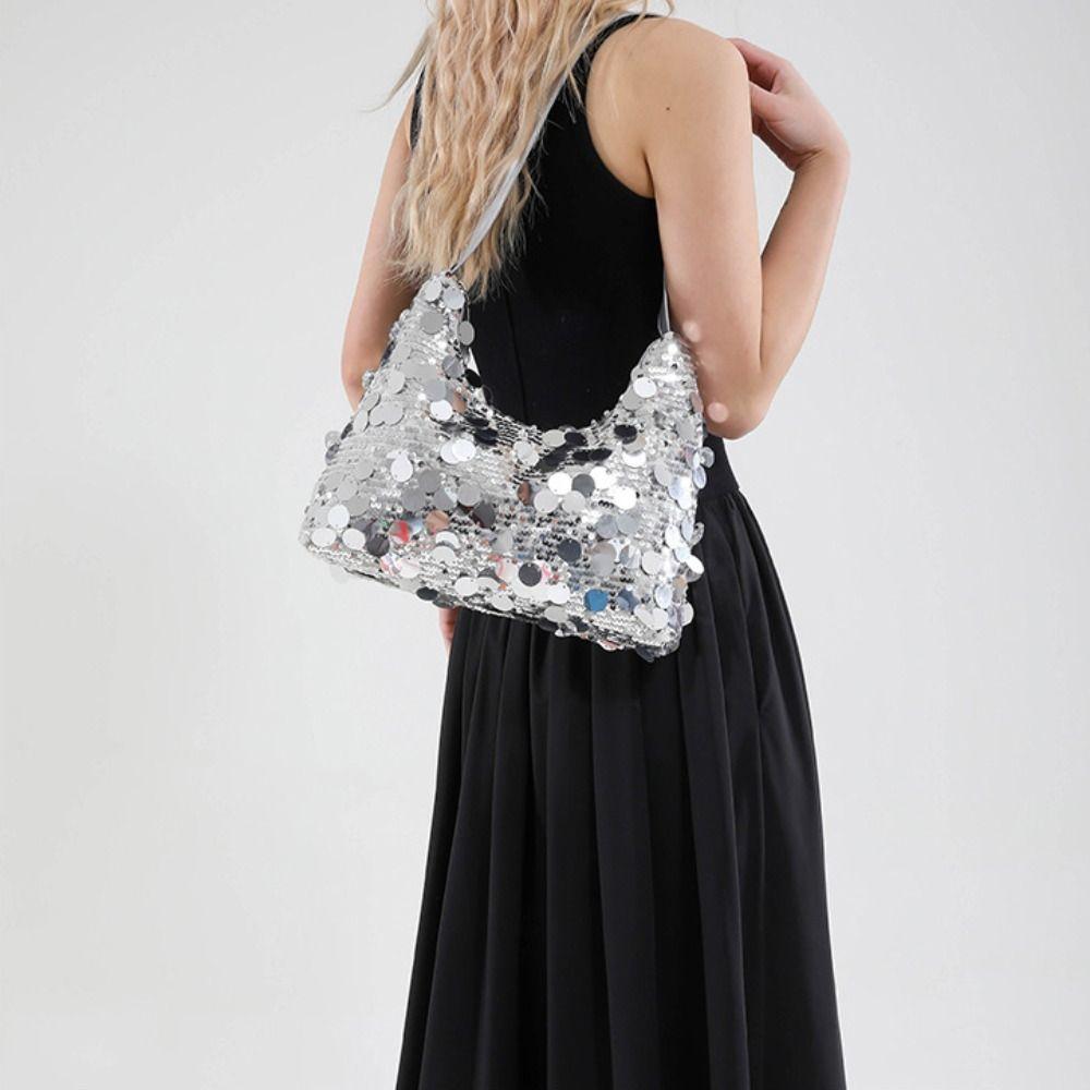 Large Capacity Sequin Shoulder Bag Tote Bag Tassel Crossbody Bag Elegant Evening Banquet Bag  Party