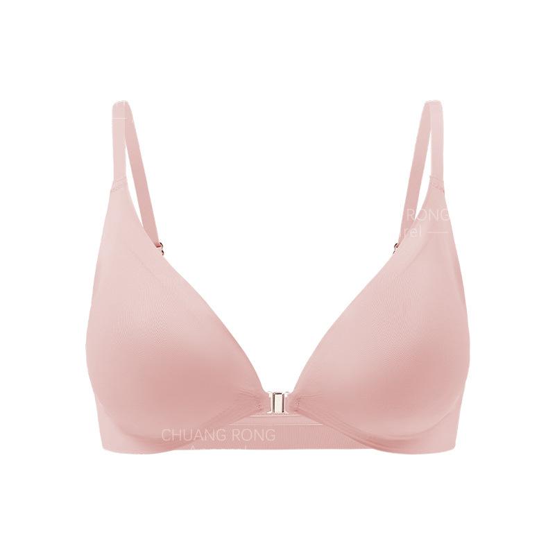 

Seamless Sexy Plus Size Lingerie Women s Thin Small Chest Push-up Adjustment Women s Front Buckle Beauty Back Bra XL рожевий