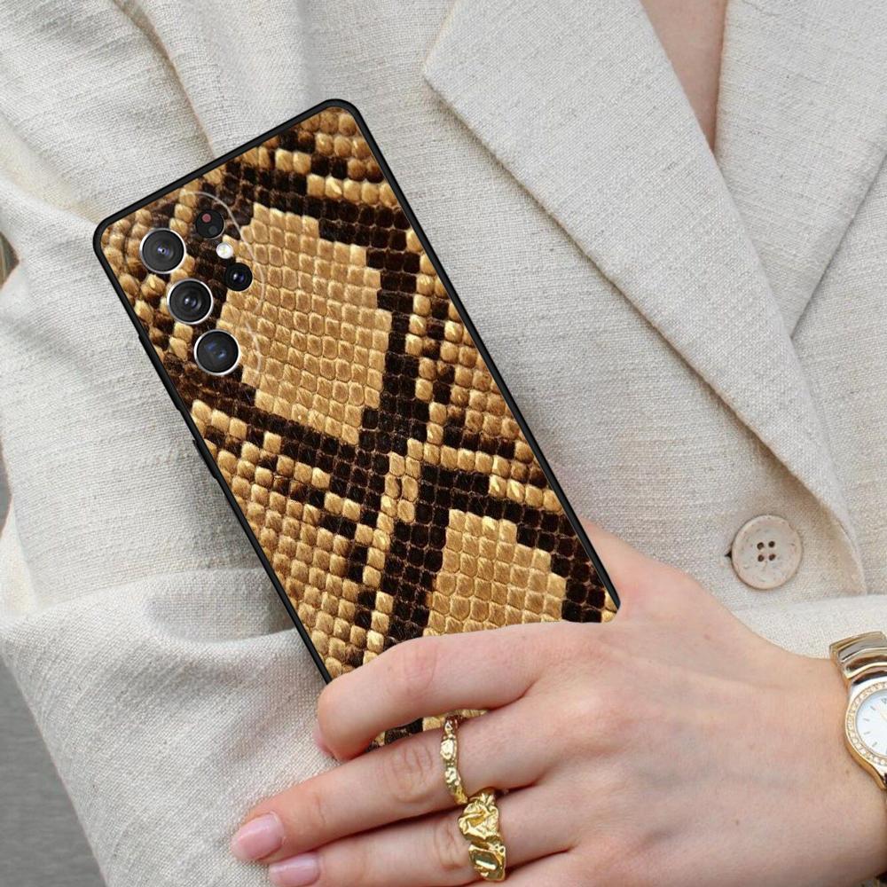 Snake Skin Print Cell Phone Case for Samsung Galaxy S26 Ultra S25 S24 S23 S22 S21 S20 Note10 Cover