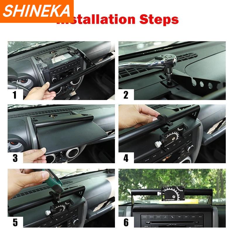 SHINEKA Center Console Phone Holder GPS Stand Support for Jeep Wrangler JK 2007 2008 2009 2010 2011-2017 Interior Accessories