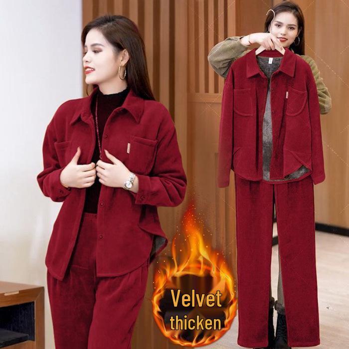 Women's Trendy Corduroy Jacket & Pants Set - Autumn 2024 Fashion, Casual Loose Fit, Slimming Two-Piece