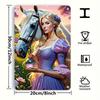 1pc Enchanted Forest Scene Metal Tin Sign 8x12 Inch - Vintage Wall Art with Princess, White Horse & Magical Orb, Perfect for Hom