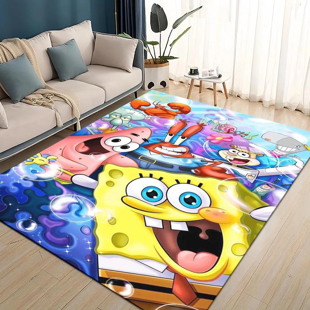 3D Cartoon S-SpongeBob Funny Area Rug,Carpet Rug for Living Room Bedroom Sofa Doormat Decoration,kids Non-slip Floor Mat